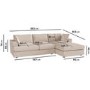 Beige Fabric Right Hand 4 Seater Corner Sofa - August