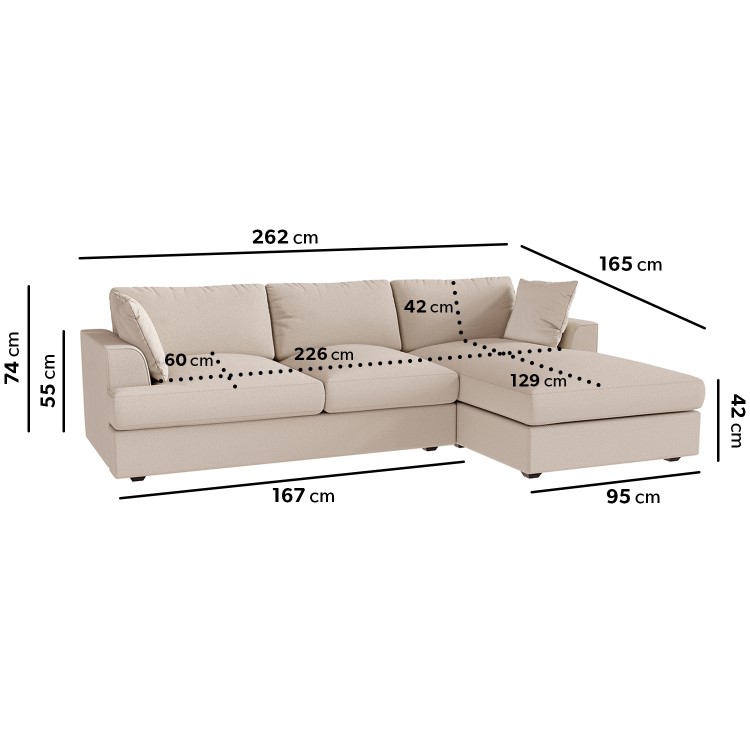 Beige Fabric Right Hand 4 Seater Corner Sofa - August