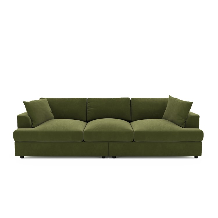 ONLY OPENED - Large Olive Green Velvet Sofa - Seats 4 - August