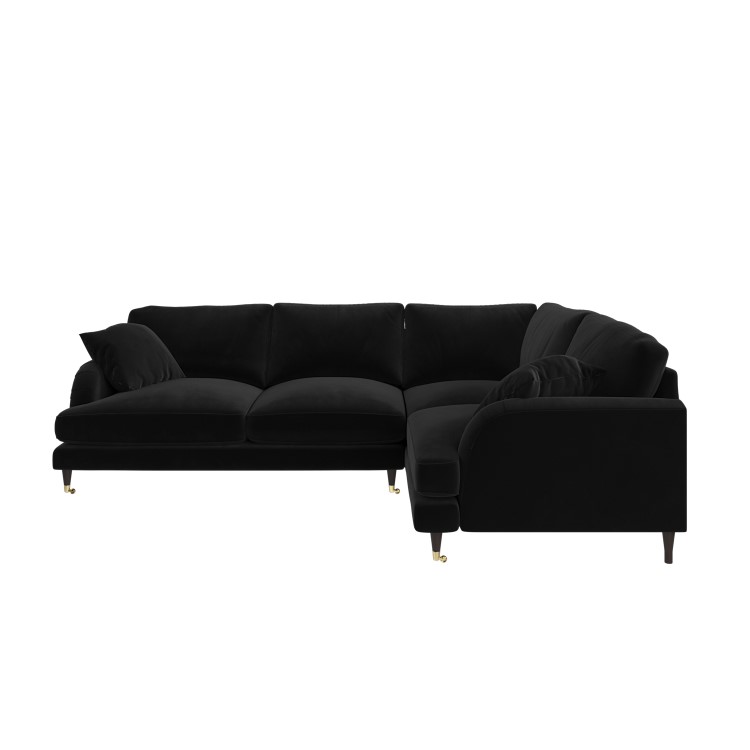 Black Velvet 4 Seater Right Hand Corner Sofa - Payton