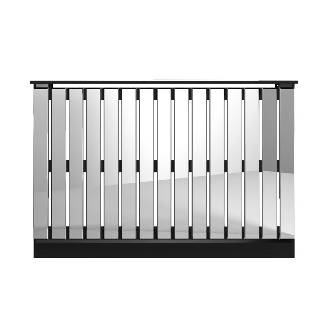 Narrow Mirrored Radiator Cover with Black Detail - 124cm - Sophia