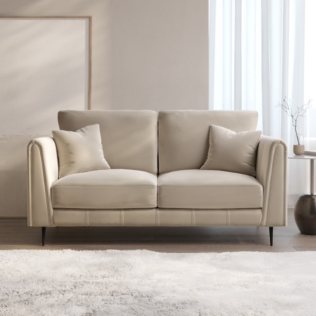 ALMOST PERFECT - Beige Velvet 2 Seater Sofa - Tahlia