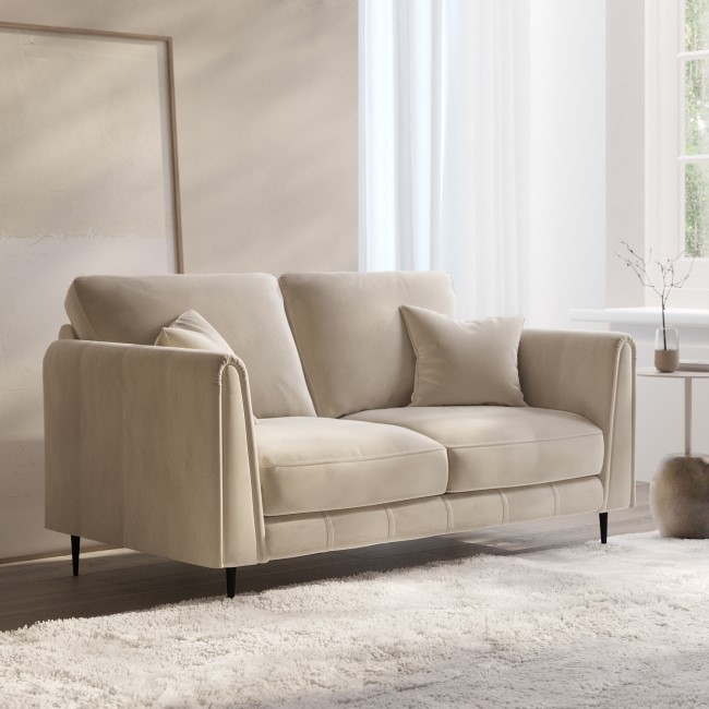 ALMOST PERFECT - Beige Velvet 2 Seater Sofa - Tahlia