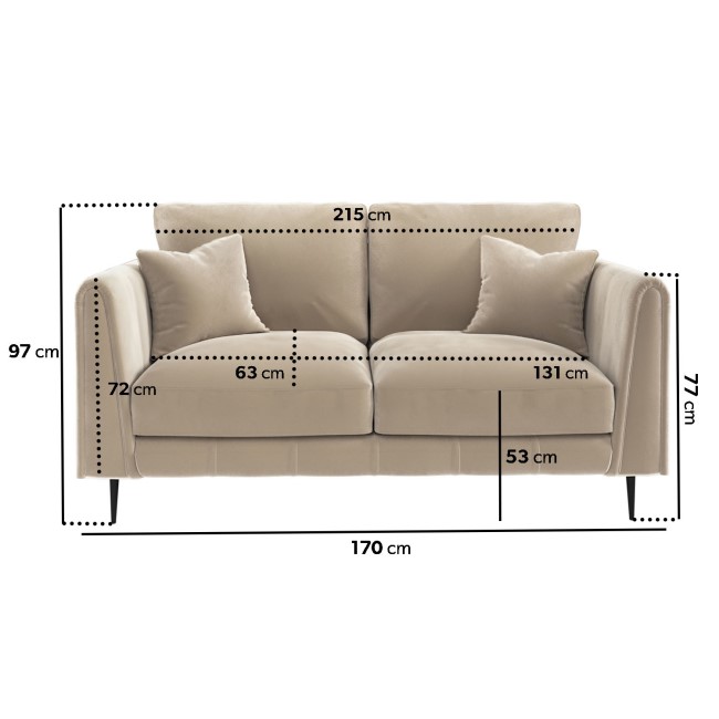 ALMOST PERFECT - Beige Velvet 2 Seater Sofa - Tahlia