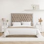 Beige Velvet Double Ottoman Bed with High Headboard - Aaliyah