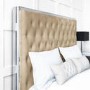 GRADE A1 - Beige Velvet Double Ottoman Bed with Tall Headboard - Aaliyah