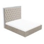 GRADE A1 - Aaliyah Beige Velvet King Size Ottoman Bed with Chrome Headboard Trim