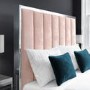 Pink Velvet Double Ottoman Bed with High Headboard - Aaliyah