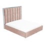 Pink Velvet Double Ottoman Bed with High Headboard - Aaliyah