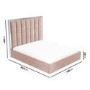 Pink Velvet Double Ottoman Bed with High Headboard - Aaliyah