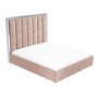 Pink Velvet King Size Ottoman Bed with High Headboard - Aaliyah