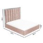 Pink Velvet King Size Ottoman Bed with High Headboard - Aaliyah