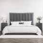 GRADE A1 - Grey Velvet Super King Ottoman Bed with Silver-Trim Headboard - Aaliyah