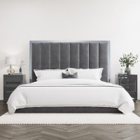 Grey Velvet Super King Size Ottoman Bed with High Headboard - Aaliyah