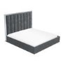 Grey Velvet Super King Size Ottoman Bed with High Headboard - Aaliyah