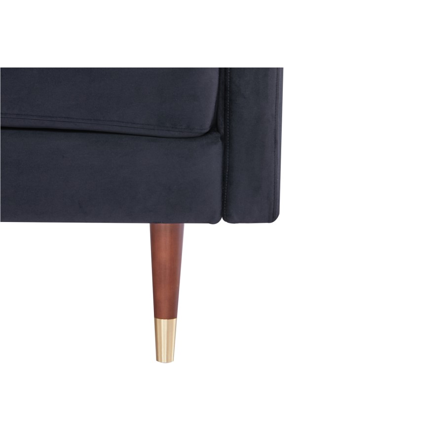Black Velvet 3 Seater Pull Out Sofa Bed in a Box - Aria
