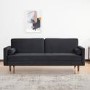 Black Velvet 3 Seater Pull Out Sofa Bed in a Box - Aria