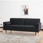 Black Velvet 3 Seater Pull Out Sofa Bed in a Box - Aria