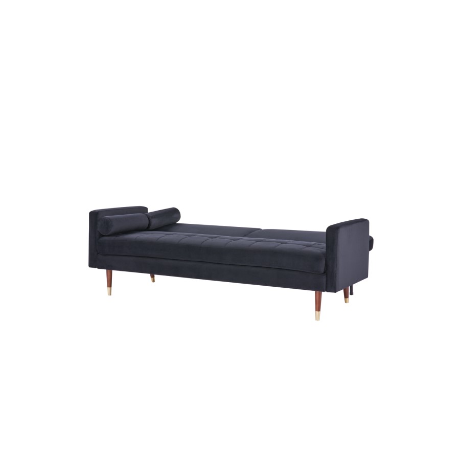 Black Velvet 3 Seater Pull Out Sofa Bed in a Box - Aria