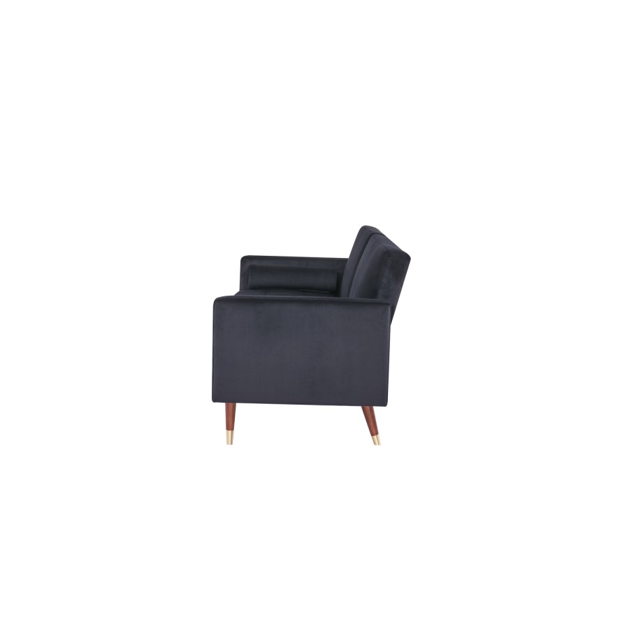 Black Velvet 3 Seater Pull Out Sofa Bed in a Box - Aria