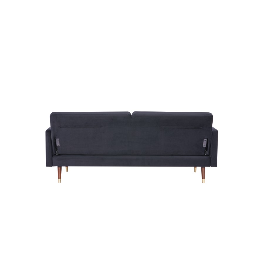 Black Velvet 3 Seater Pull Out Sofa Bed in a Box - Aria