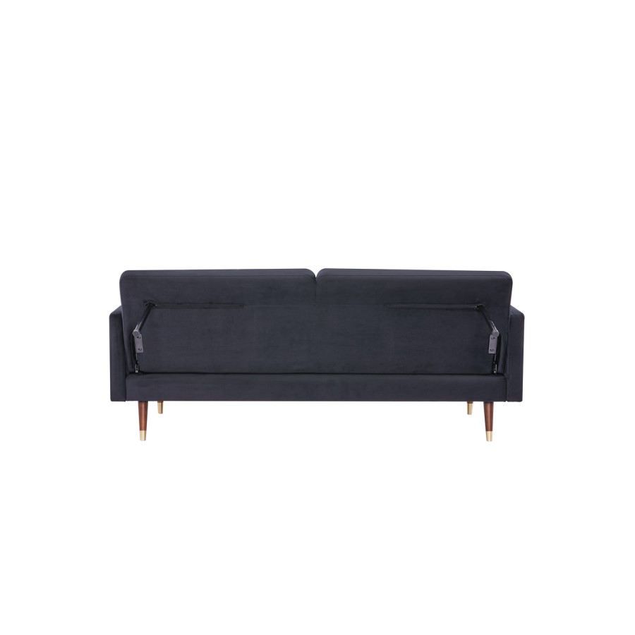 Black Velvet 3 Seater Pull Out Sofa Bed in a Box - Aria