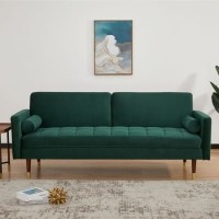 Green Velvet 3 Seater Pull Out Sofa Bed in a Box - Aria