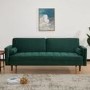 Green Velvet 3 Seater Pull Out Sofa Bed in a Box - Aria