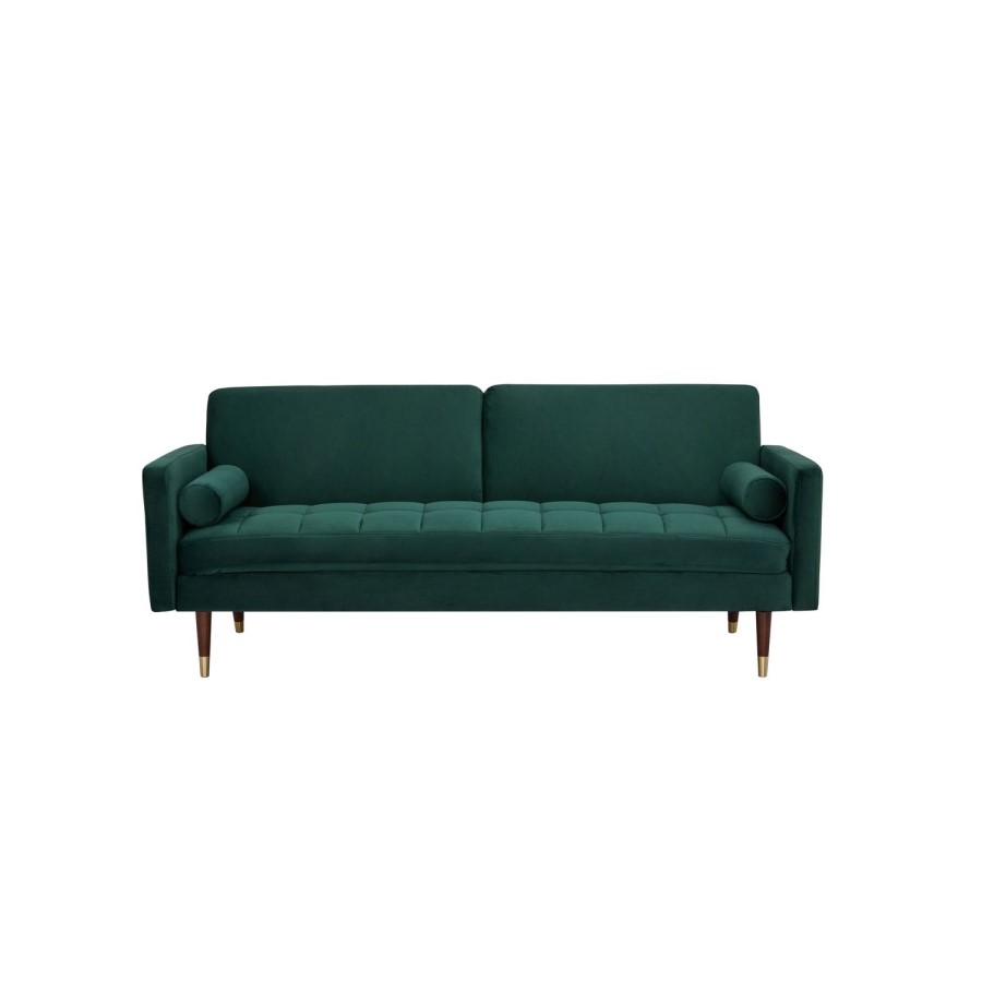 Green Velvet 3 Seater Pull Out Sofa Bed in a Box - Aria