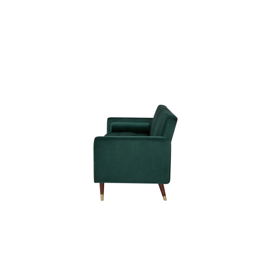 Green Velvet 3 Seater Pull Out Sofa Bed in a Box - Aria