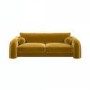 ONLY OPENED - Mustard Velvet Curved 3 Seater Sofa - Aurelia