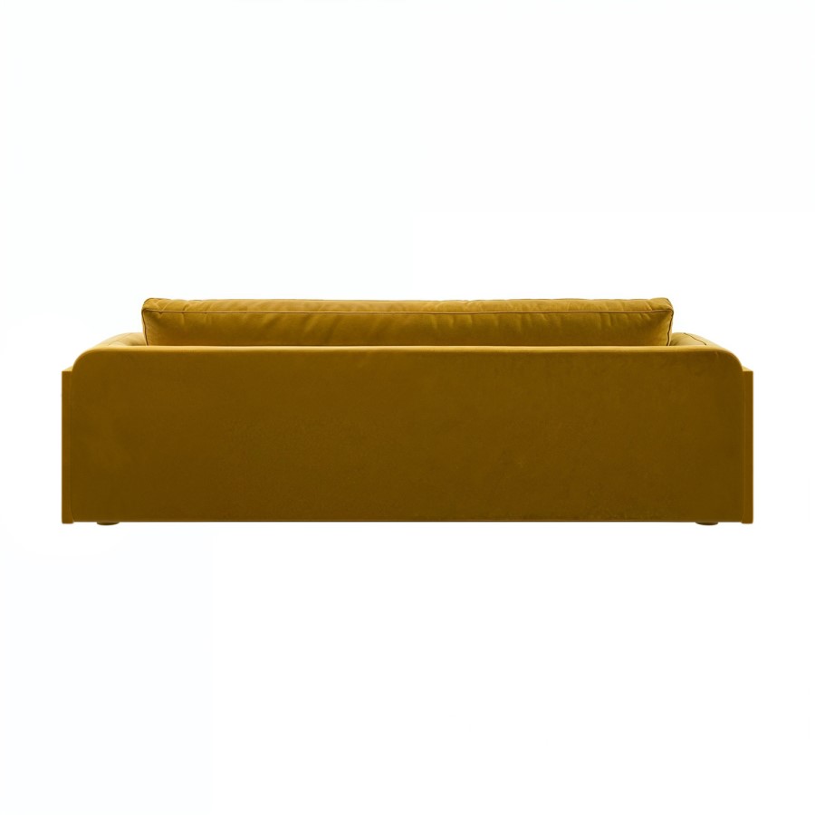 ONLY OPENED - Mustard Velvet Curved 3 Seater Sofa - Aurelia