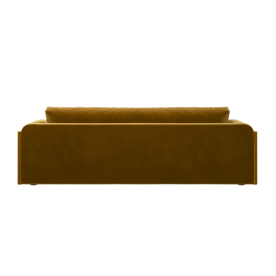 Yellow Velvet Curved 3 Seater Sofa - Aurelia