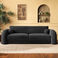 ONLY OPENED - Dark Grey Velvet Curved 3 Seater Sofa - Aurelia