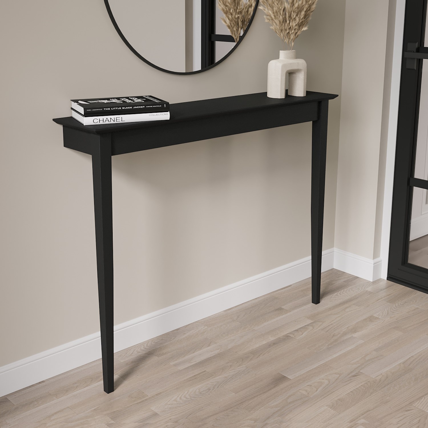 Small & Narrow Black Wall Mounted Console Table - Ava - Furniture123