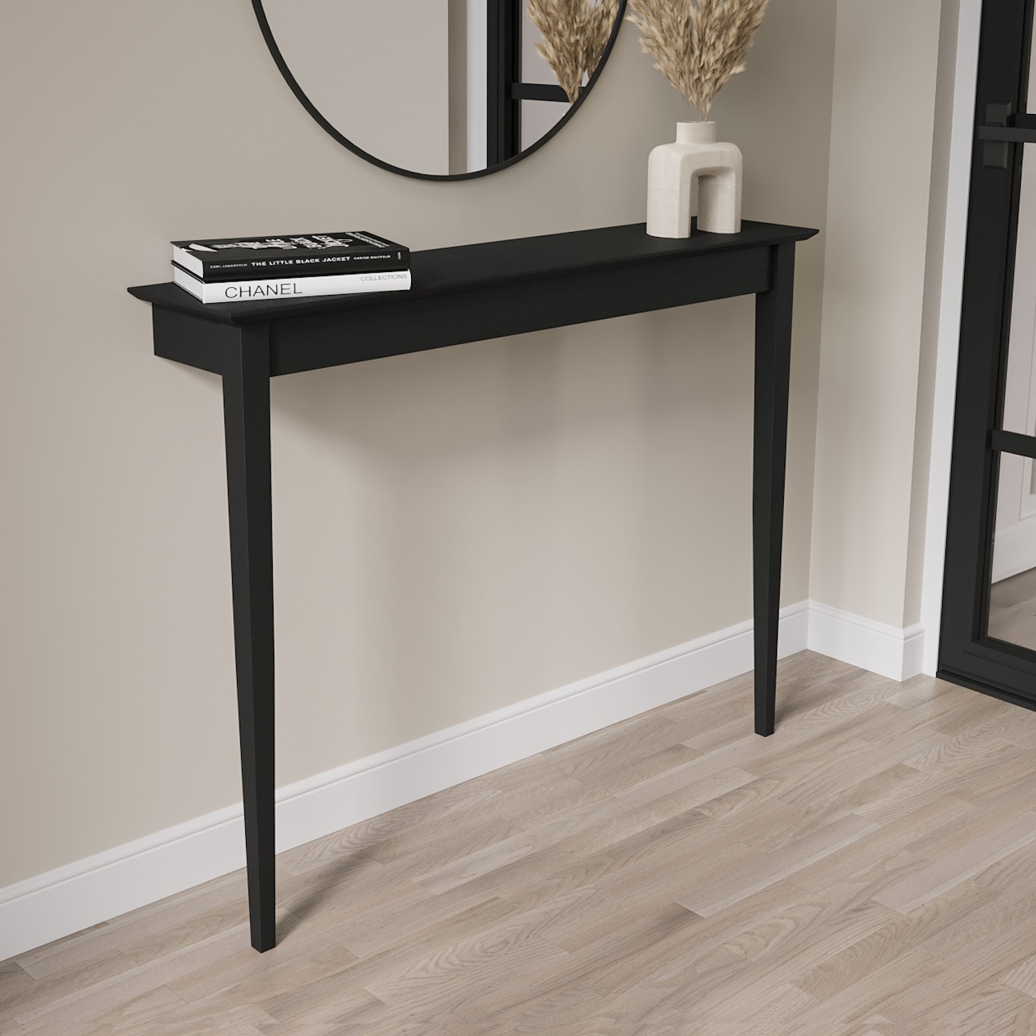 Photo of Small & narrow black wall mounted console table - ava