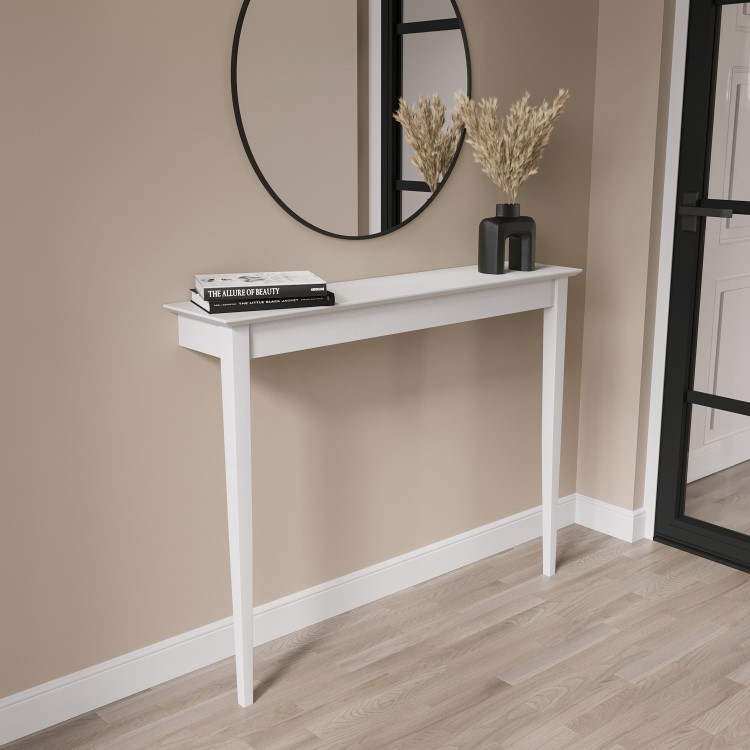 Small & Narrow White Wall Mounted Console Table - 115cm - Ava