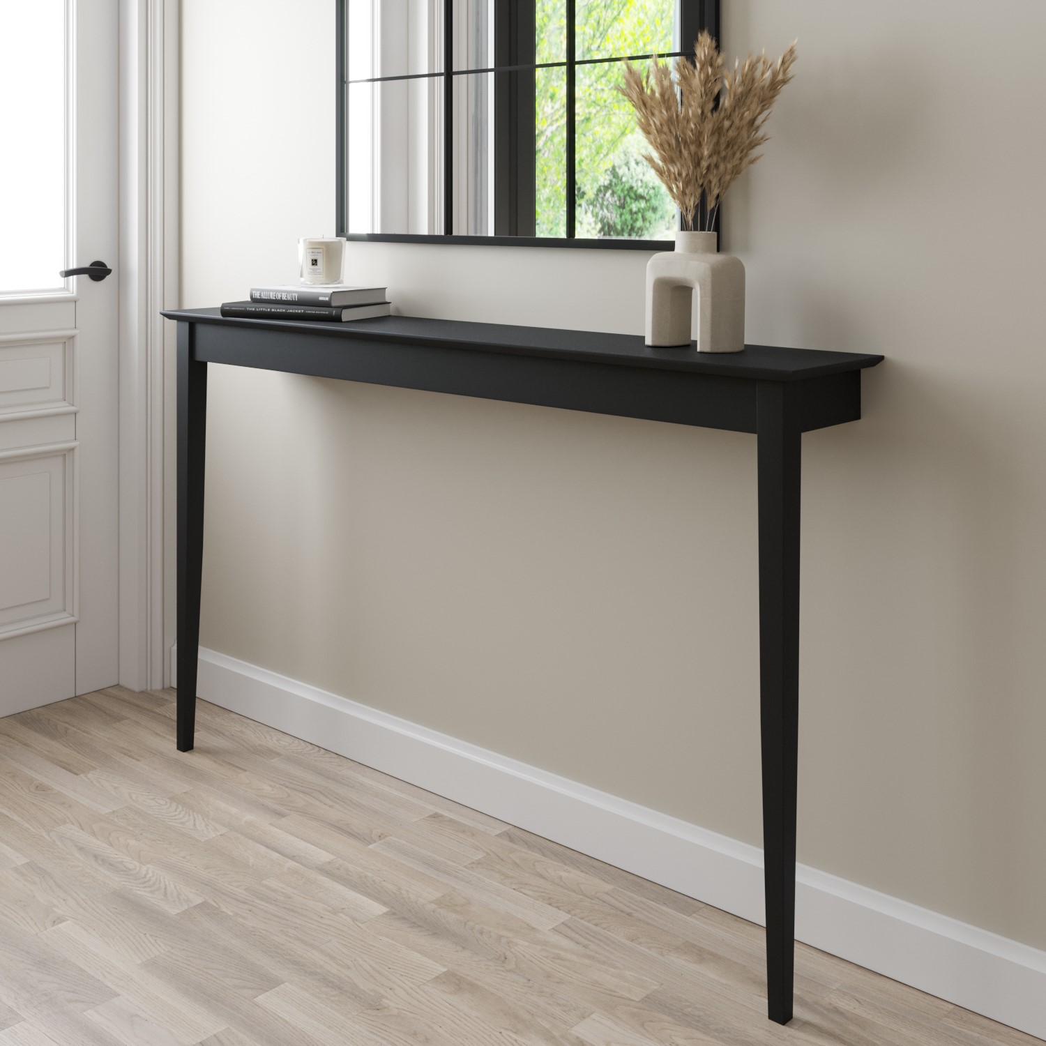 Photo of Large & narrow black wall mounted console table - ava