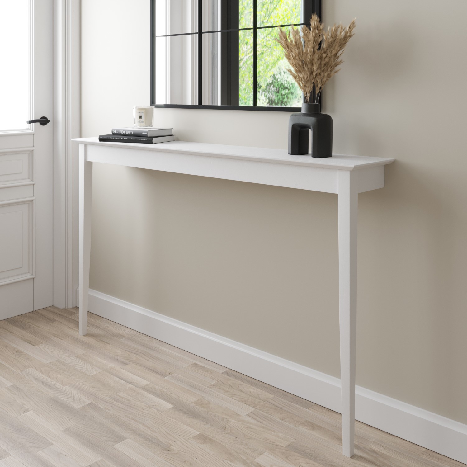 Photo of Large & narrow white wall mounted console table - ava