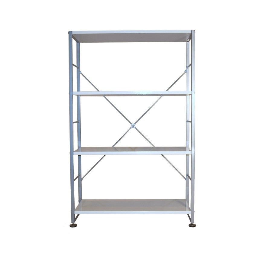 Cabrini Storage Home Office Bookcase in Chrome and White