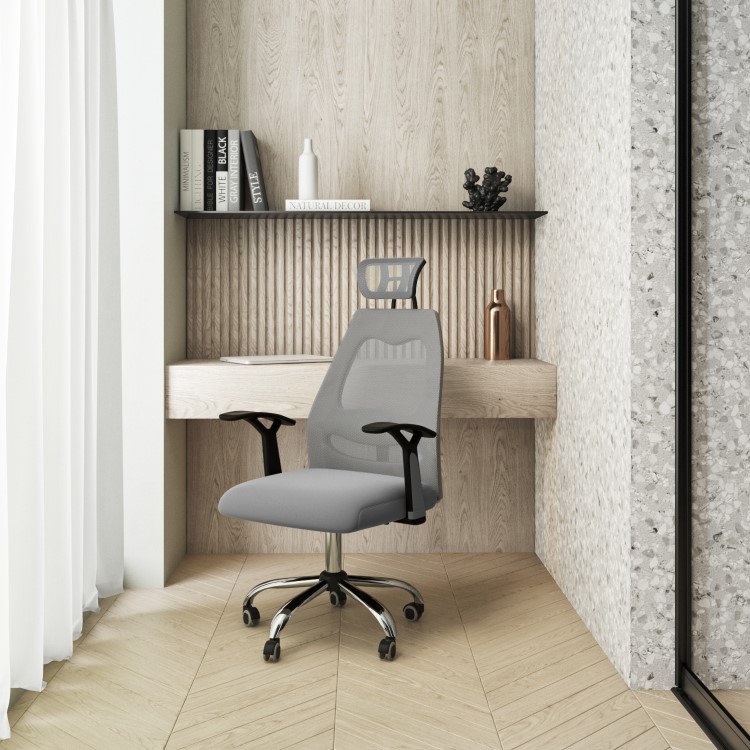 Grey Mesh Swivel High Back Office Chair - Harlan