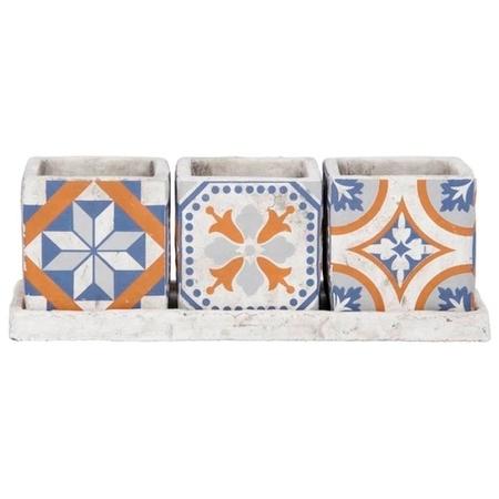 Fallen Fruits Portuguese Tiled 3 Square Pots on a Tray