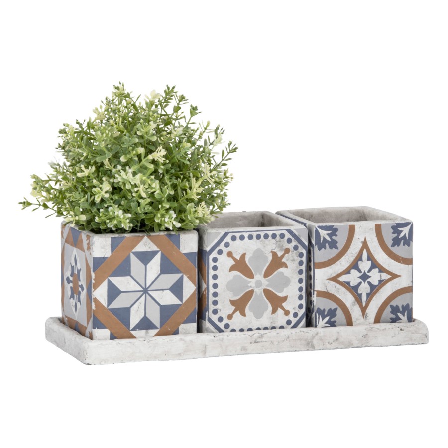 Fallen Fruits Portuguese Tiled 3 Square Pots on a Tray