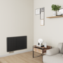 Eco Eleganza Midnight Black Horizontal Flat Designer Aluminium Radiator 600x975mm Double Panel 3973 BTU