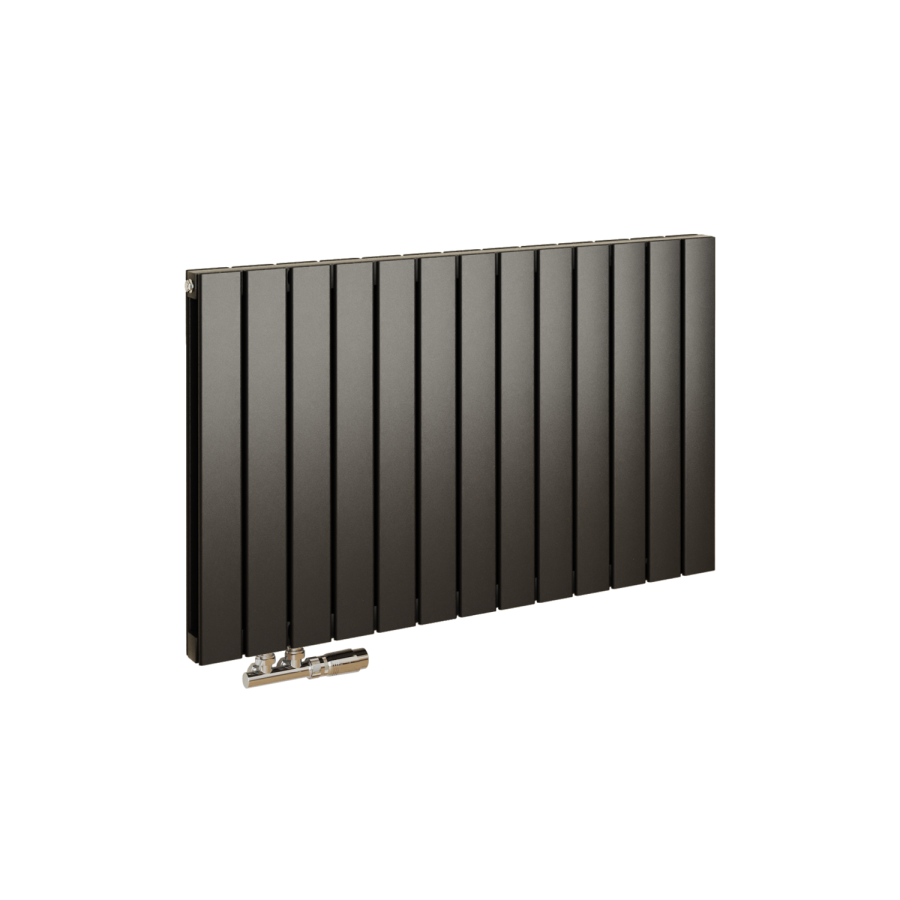 Eco Eleganza Midnight Black Horizontal Flat Designer Aluminium Radiator 600x975mm Double Panel 3973 BTU