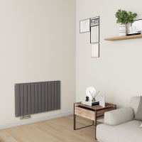 Eco Eleganza Anthracite Horizontal Flat Designer Aluminium Radiator 600x975mm Double Panel 3973 BTU