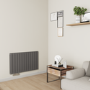 Eco Eleganza Anthracite Horizontal Flat Designer Aluminium Radiator 600x975mm Double Panel 3973 BTU