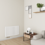 Eco Eleganza White Horizontal Flat Designer Aluminium Radiator 600x975mm Double Panel 3973 BTU