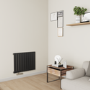 Eco Eleganza Midnight Black Horizontal Flat Designer Aluminium Radiator 600x750mm Single Panel 2302 BTU