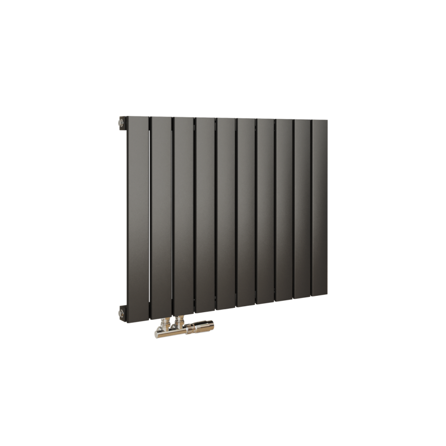 Eco Eleganza Midnight Black Horizontal Flat Designer Aluminium Radiator 600x750mm Single Panel 2302 BTU